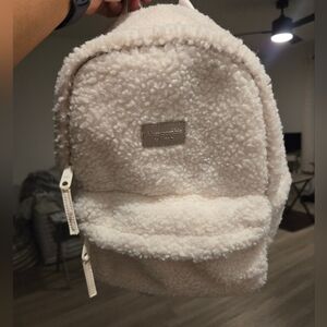 Abercrombie and Fitch Mini Sherpa Backpack Cream Color